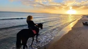 balade cheval mer coucher soleil Tunisie